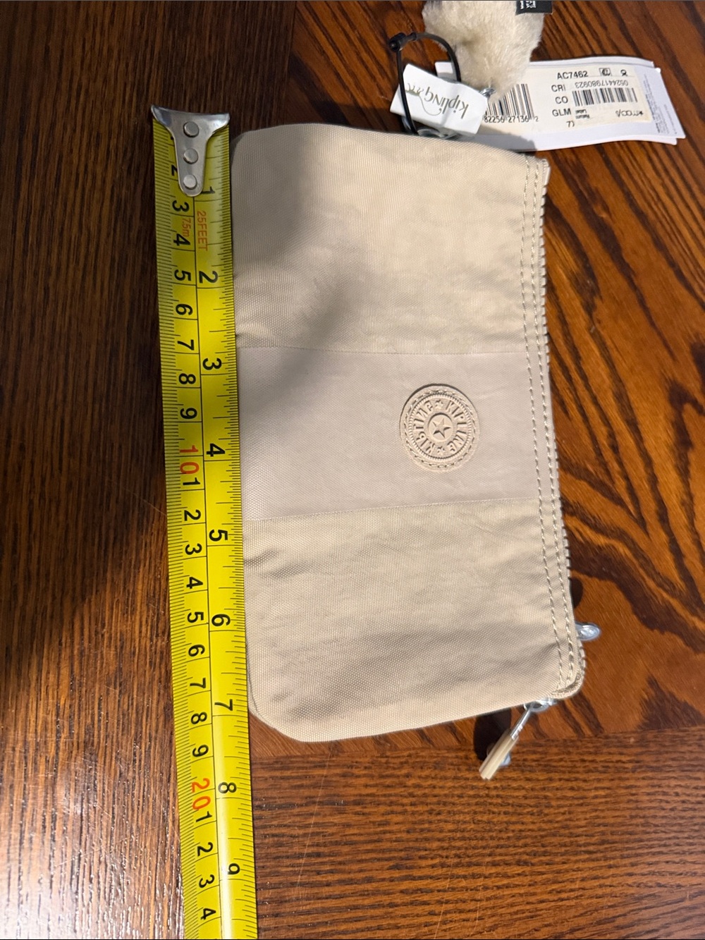 Kipling Light Beige Nylon Zip Pouch with Keychain - Picture 5 of 5